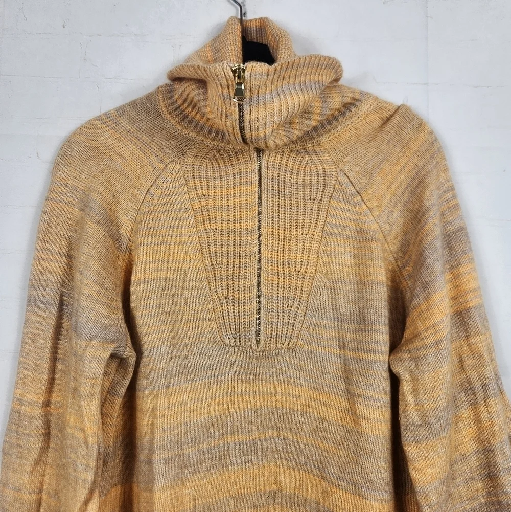 J.Crew Preppy Italian Space-Dyed Wool Blend Half-Zip Funnel Neck Sweater Small